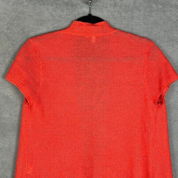 Eileen Fisher Sweater Womens Small Petite Red Linen Cardigan Lightweight Resort - Picture 4 of 11
